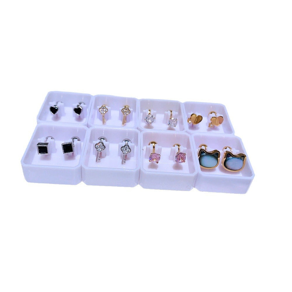 Women's Screw Tightening Buckle Simple Elegant Heart Earrings