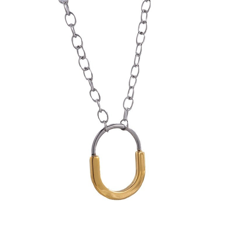 Design Titanium Steel Golden Lock Personalized Necklaces