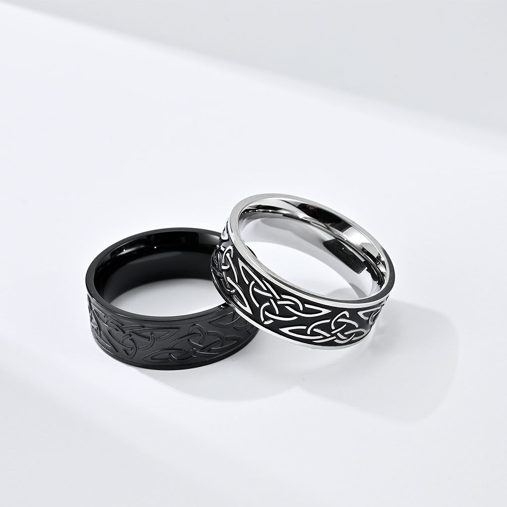 Men's Nordic Celtic Triangle Knot Titanium Steel Stainless Rings