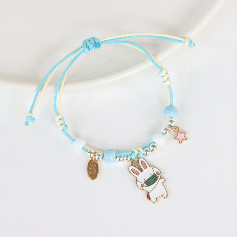 Cartoon Woven Rabbit Couple Girlfriends Campus Bracelets
