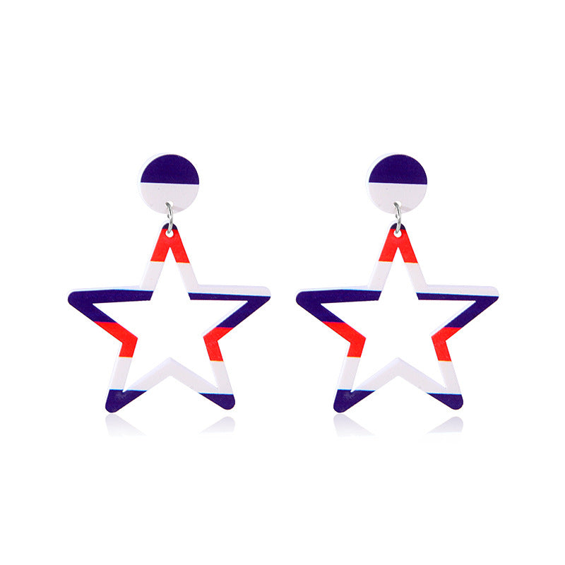 Alloy Dripping Oil Stars Stripes National Rings
