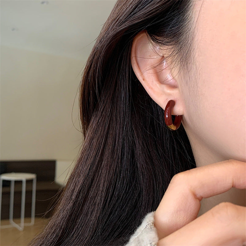 Caramel Blackish Green Blue Wine Red Earrings