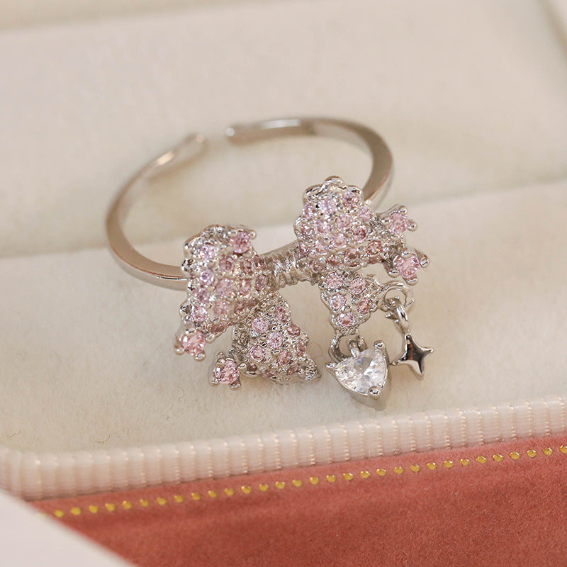 Micro Inlaid Zircon Niche Design Adjustable Rings