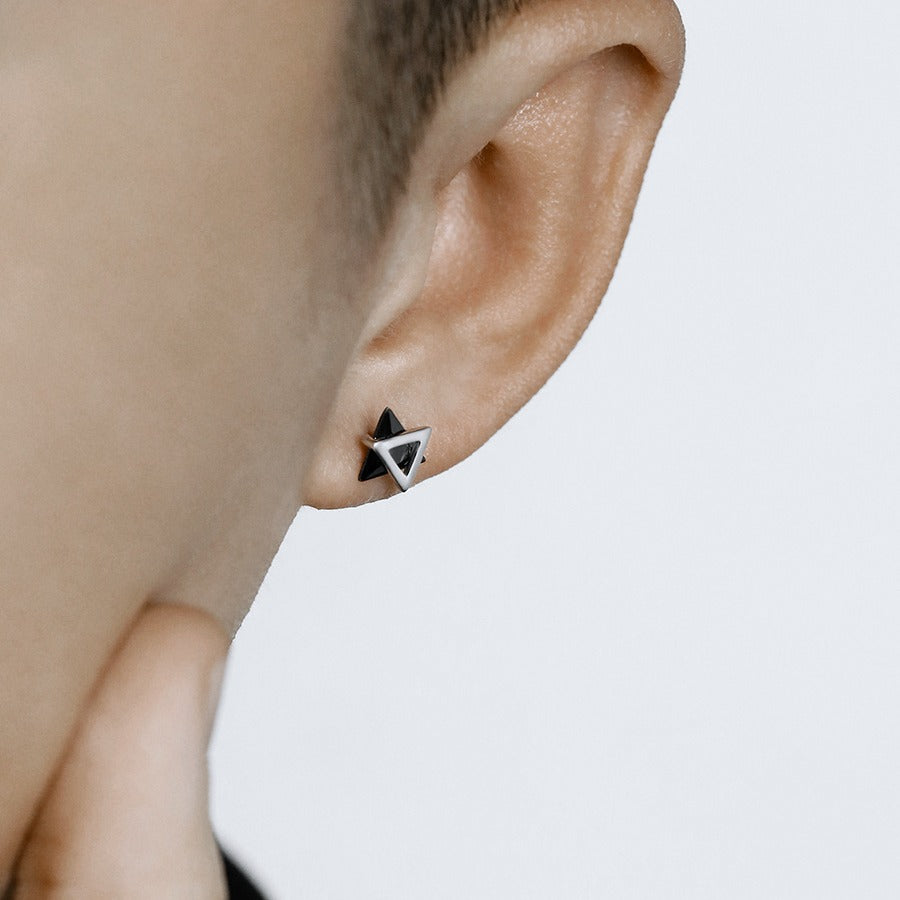 Women's & Men's Sier Triangle Zircon Personality High Sense Earrings