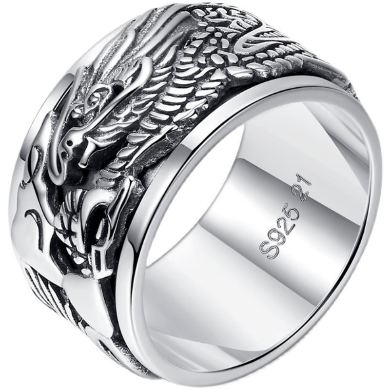 Men's Retro Rotating Personality Rotatable Wide Face Domineering Decompression Rings