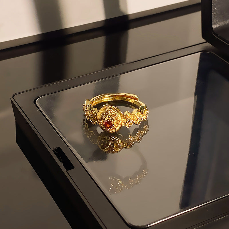 Brushed Heart-shaped Open Court Fashionable Temperamental Zircon Rings