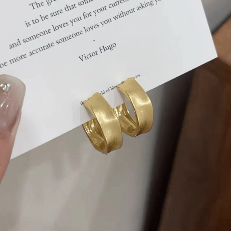 Metal French Style High-grade Frosted Hoop Earrings