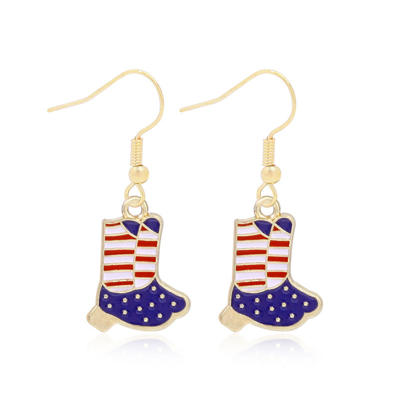 Alloy Dripping Oil Stars Stripes National Rings