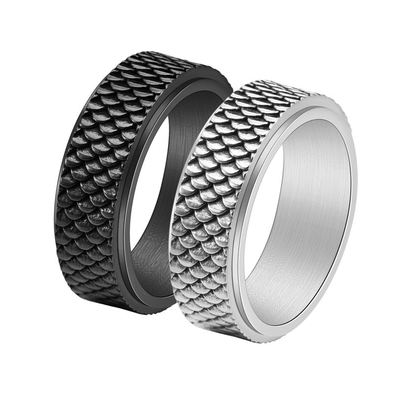 Men's Retro Titanium Steel Scale Rotatable Personalized Rings