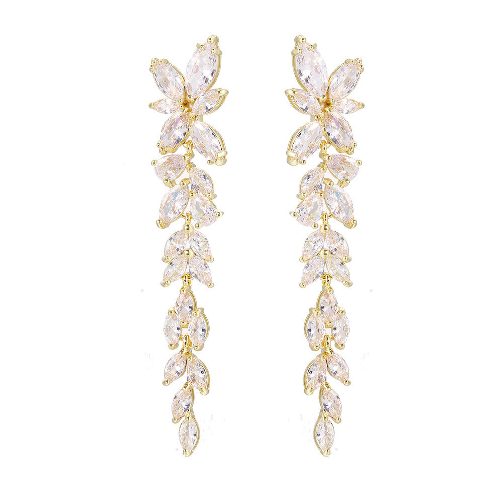 Women's Symmetrical Full Rhinestone Zircon Bridal Formal Earrings