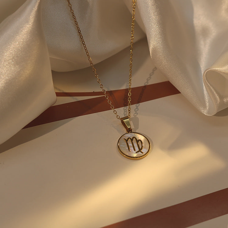Women's Constellation White Sea Shell Stainless Steel Pendants