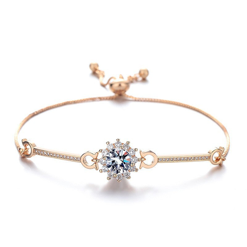 Women's Champagne Gold Zircon Temperament Wild Pull Bracelets