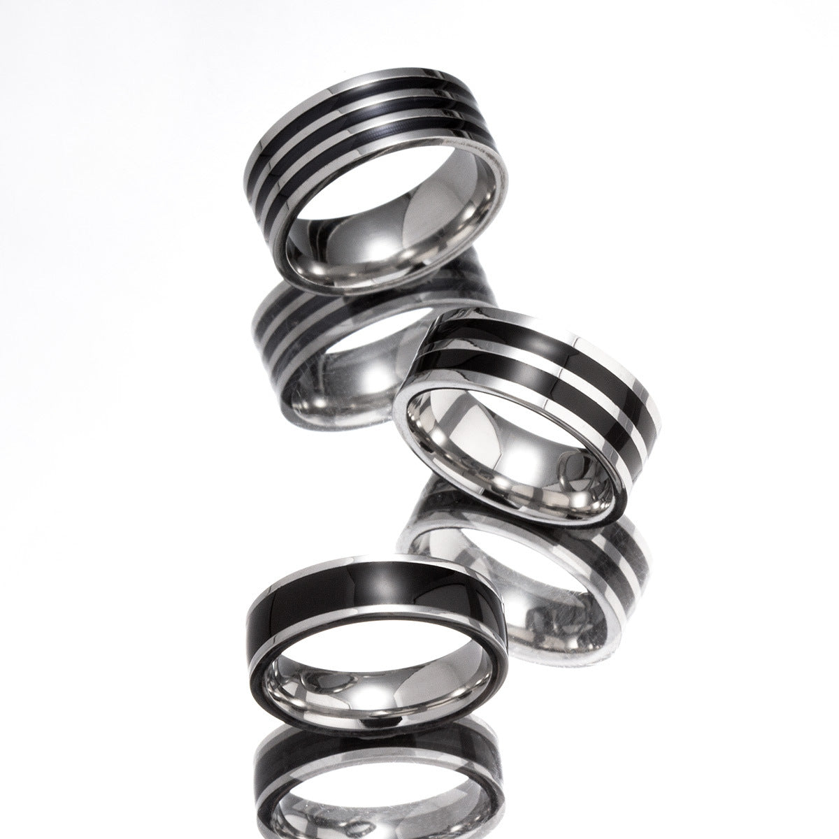 Women's & Men's Name Titanium Steel Striped Dripping Oil Rings