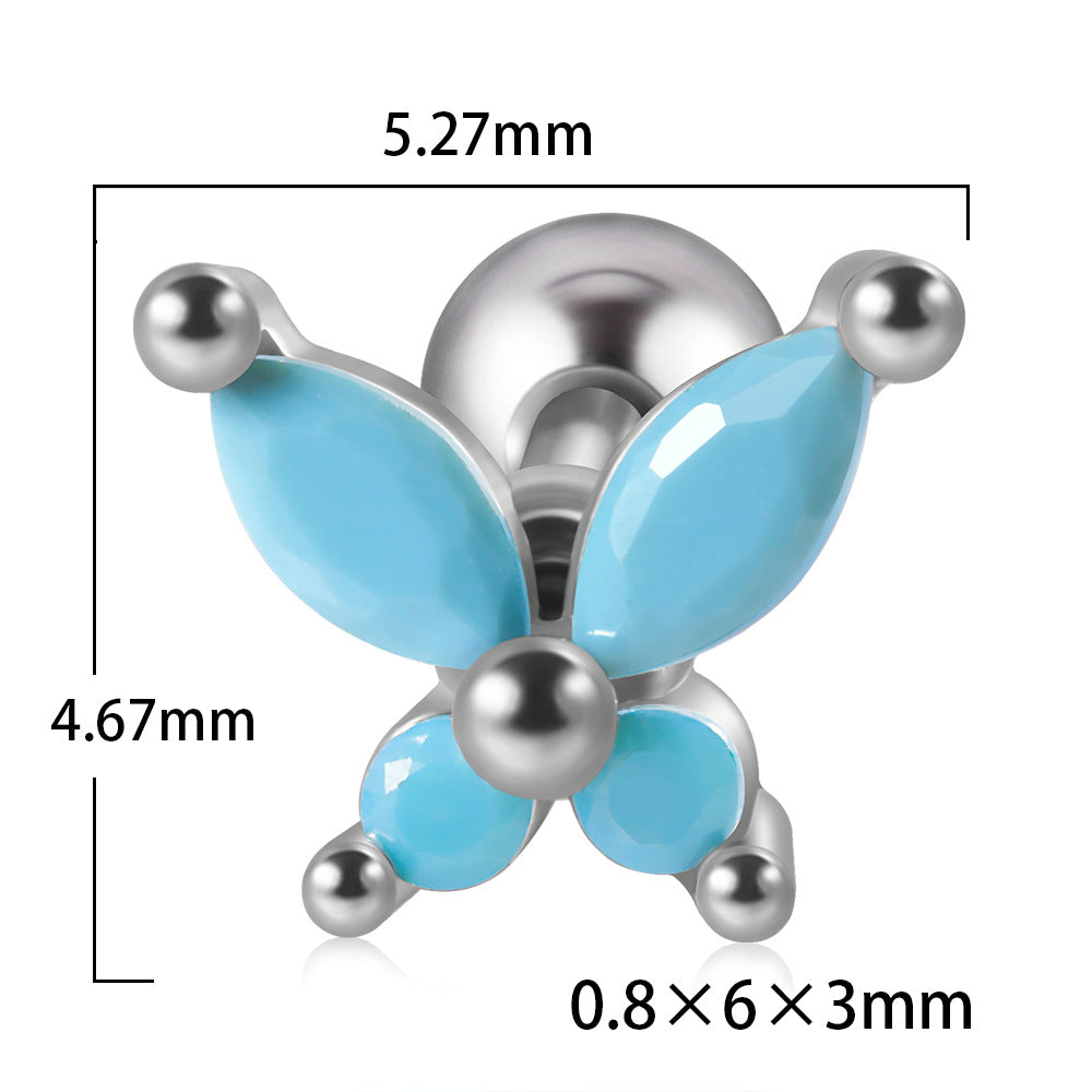 Stainless Steel Fashion Zircon Butterfly Personality Earrings
