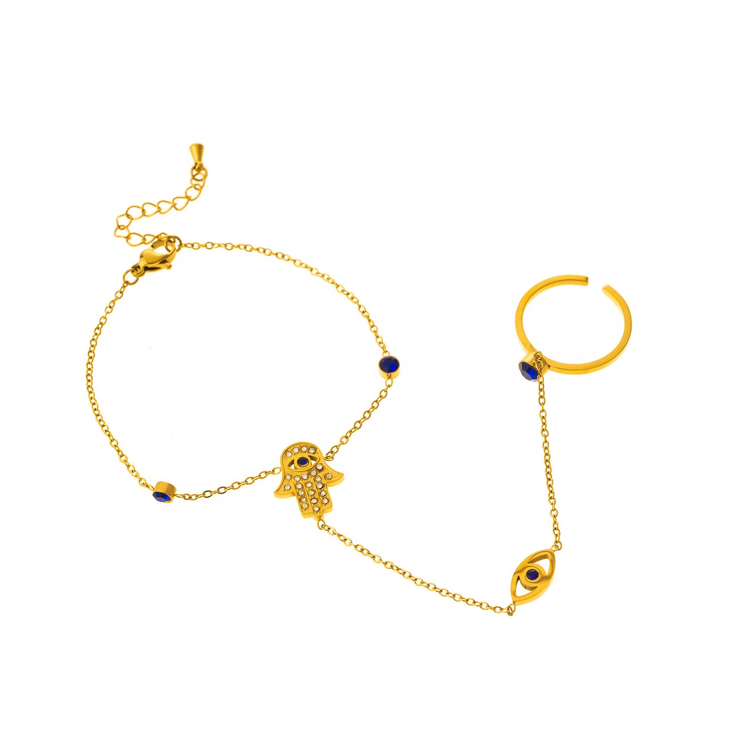 Women's Integrated Shell Turquoise Finger Chain Titanium Bracelets