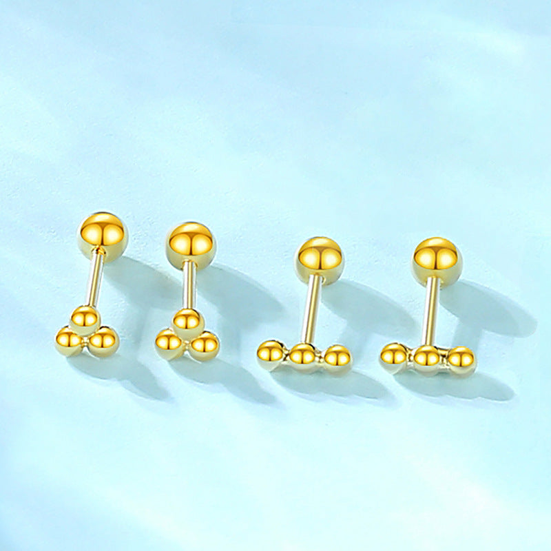 Sier Ball Ear Bone Geometric Simple Earrings