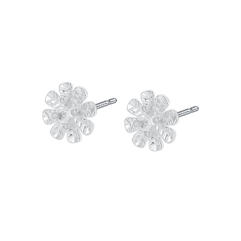 Sier Pure Flower Summer Simple Design Earrings