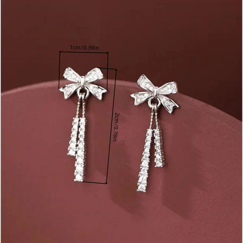 Women's Graceful Bow Tassel Special Interest Light Earrings