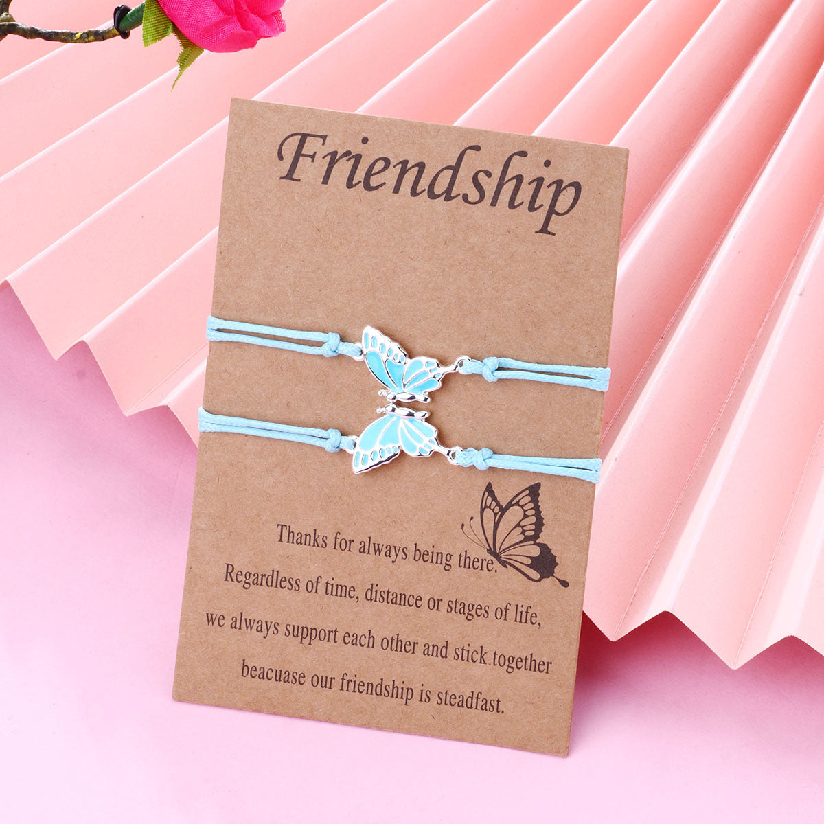 Butterfly Good Friend Alloy Wax Line Woven Friendship Bracelets