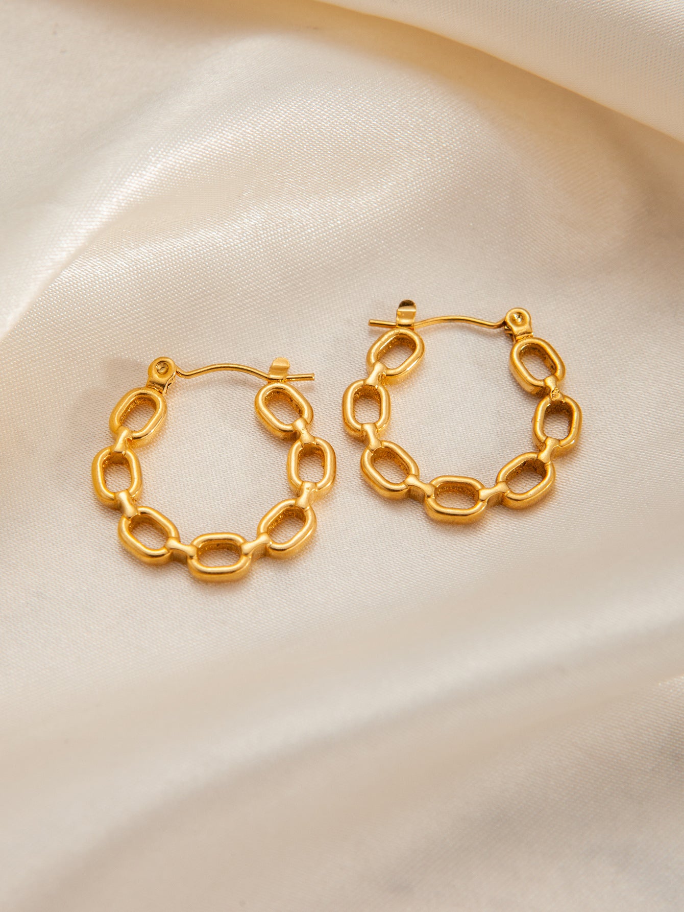 Stainless Steel Ginkgo Leaf Petals Golden Earrings