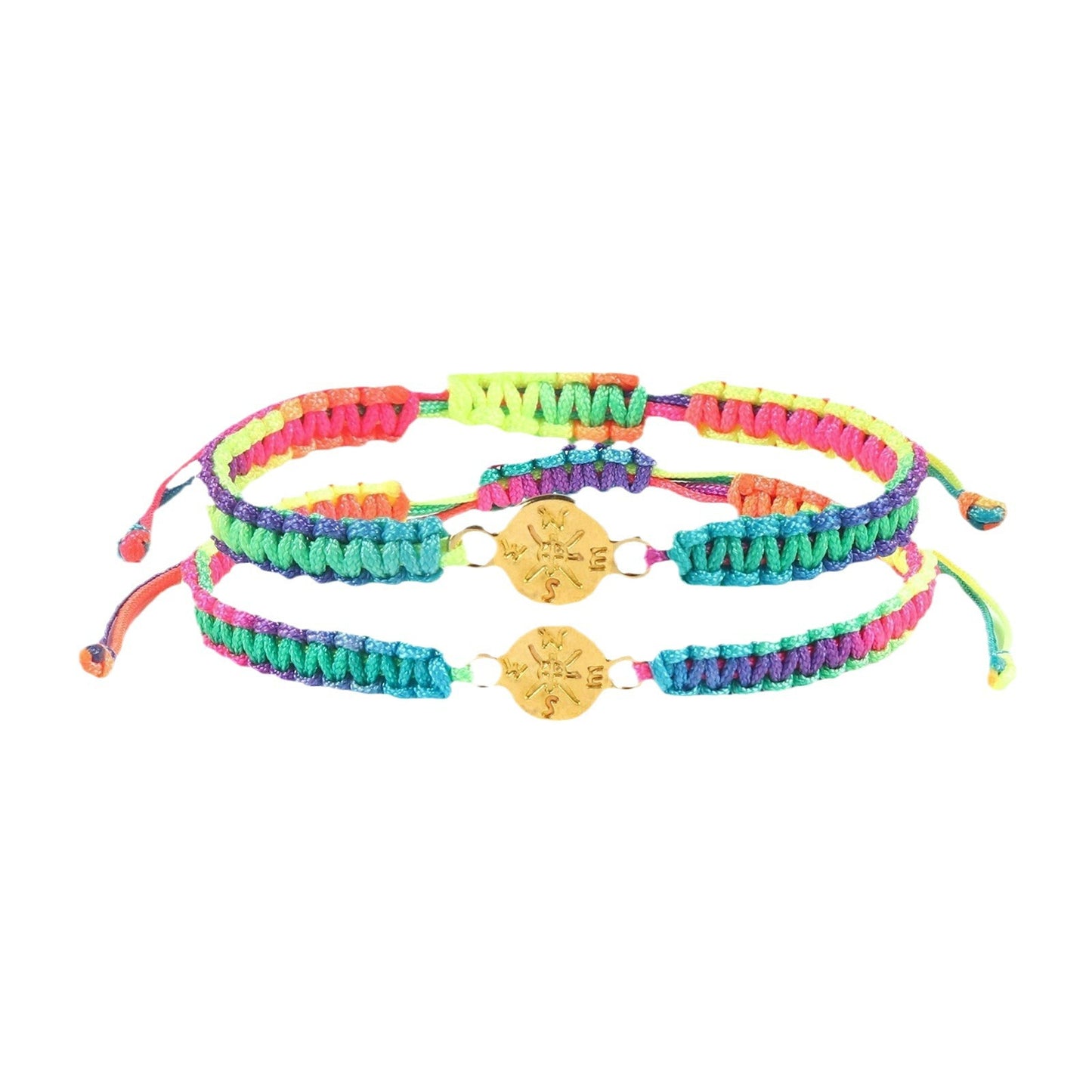 Heart Compass Double Hanging Lettering Colorful Ropes Bracelets