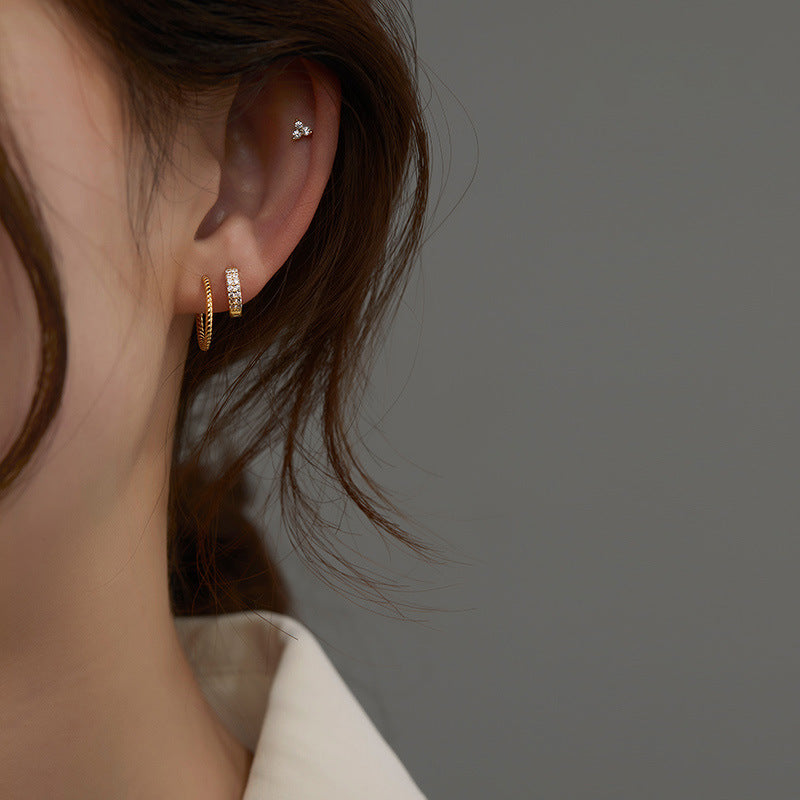 Women's Small Ear Sterling Sier Twist Temperament Clip Earrings