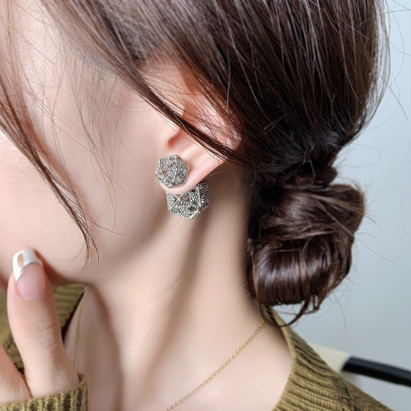 Luxury Personality Hollow Out Double Exquisite Ball Niche Earrings