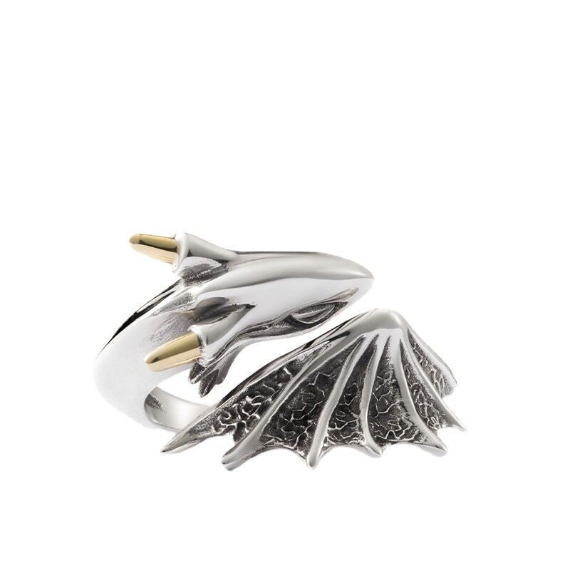 Retro Small Flying Dragon Fashion Unique Design Dark Rings