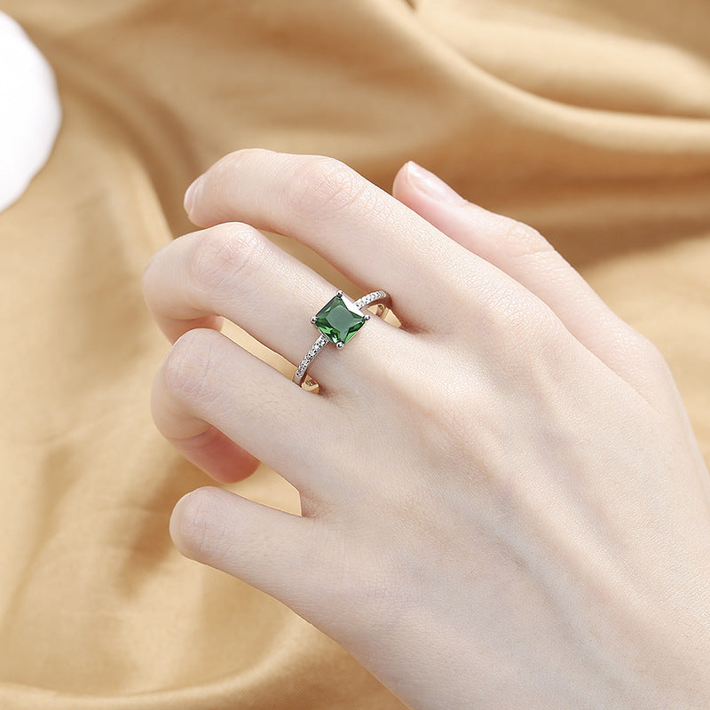 Women's Ornament Micro Inlaid Zircon Vintage Emerald Rings