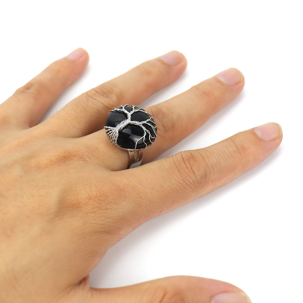 Handmade Winding Round Amethyst Lucky Tree Rings