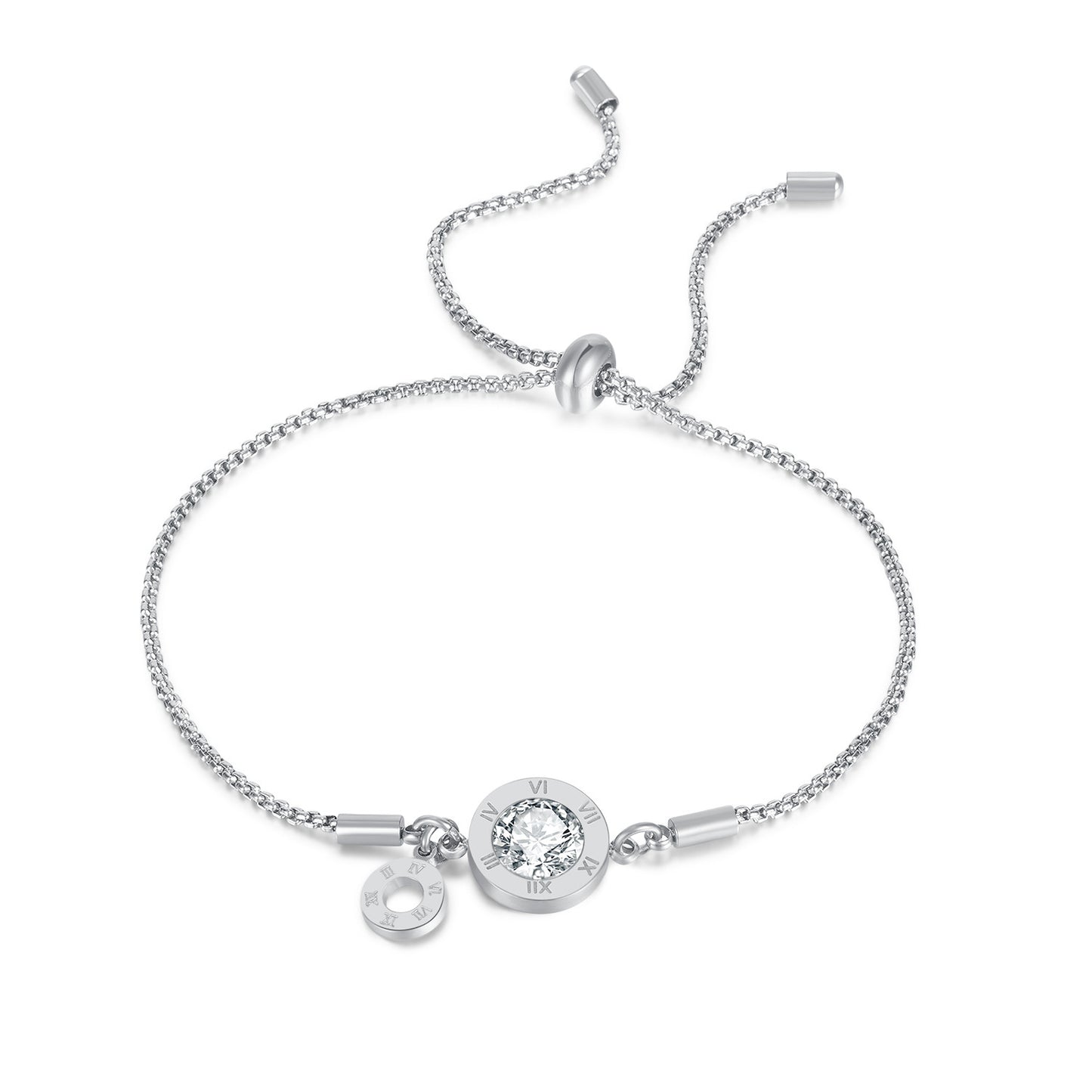 Numerals Inlaid Zircon Rose Gold Plated Bracelets
