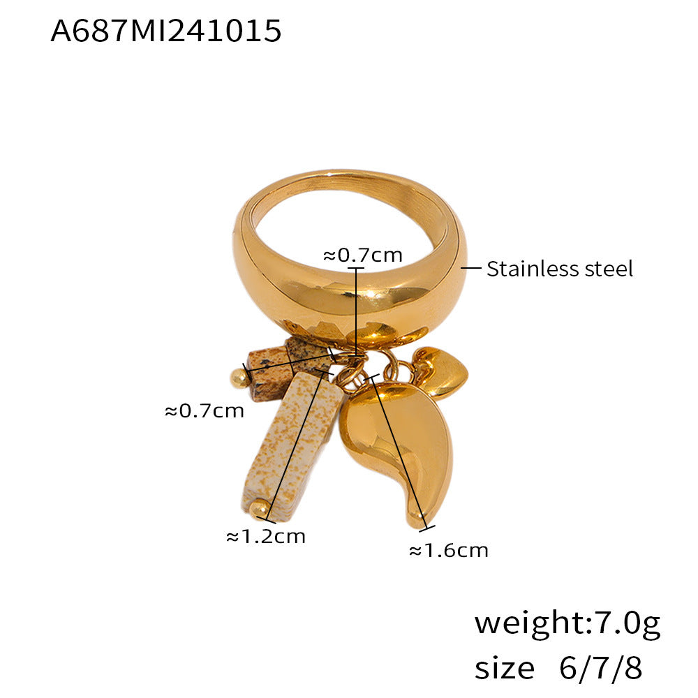 Sugar Golden Stone Water Drop Tassel Rings