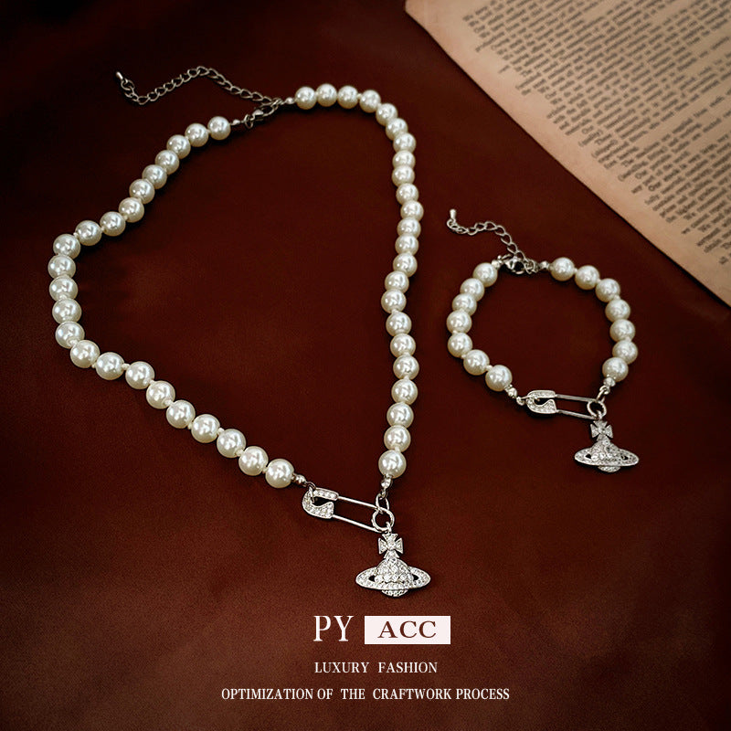 Planet Pin Pearl Fashion High Sense Necklaces