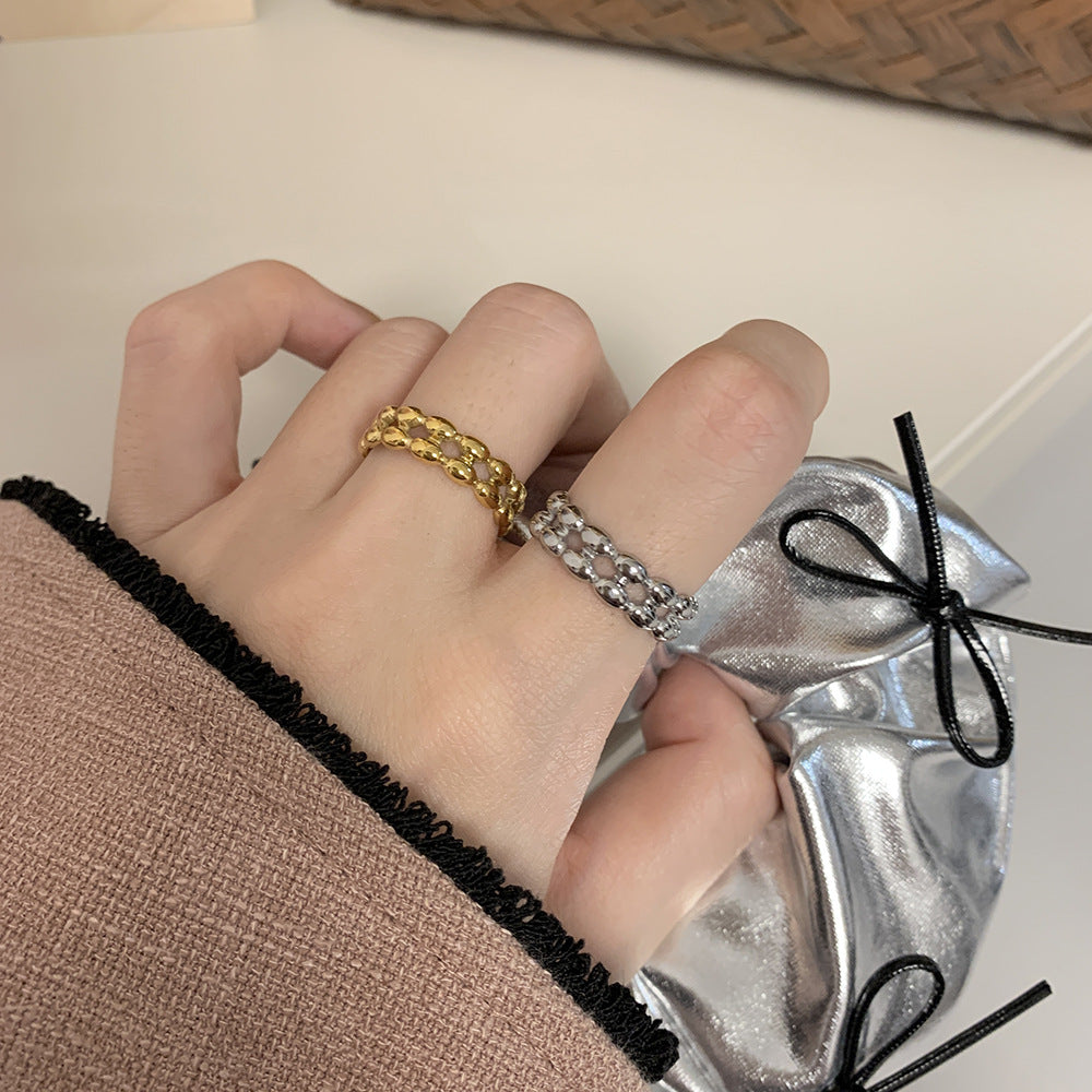 Bead Oval Wide Open Titanium Steel Rings
