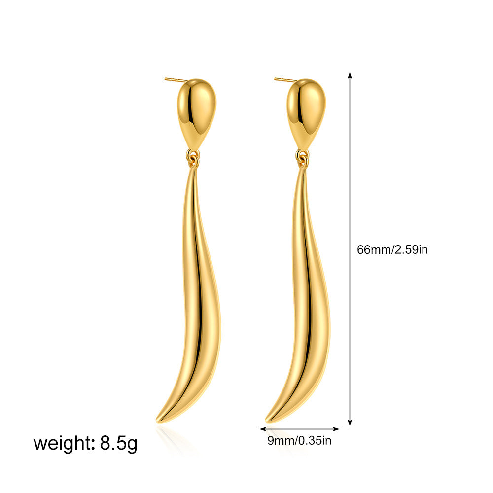 Long Water Drop Ear Line Texture Earrings
