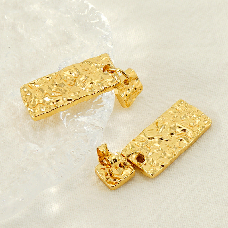 Women's Trend Stainless Steel Geometric Buckle Gold Earrings