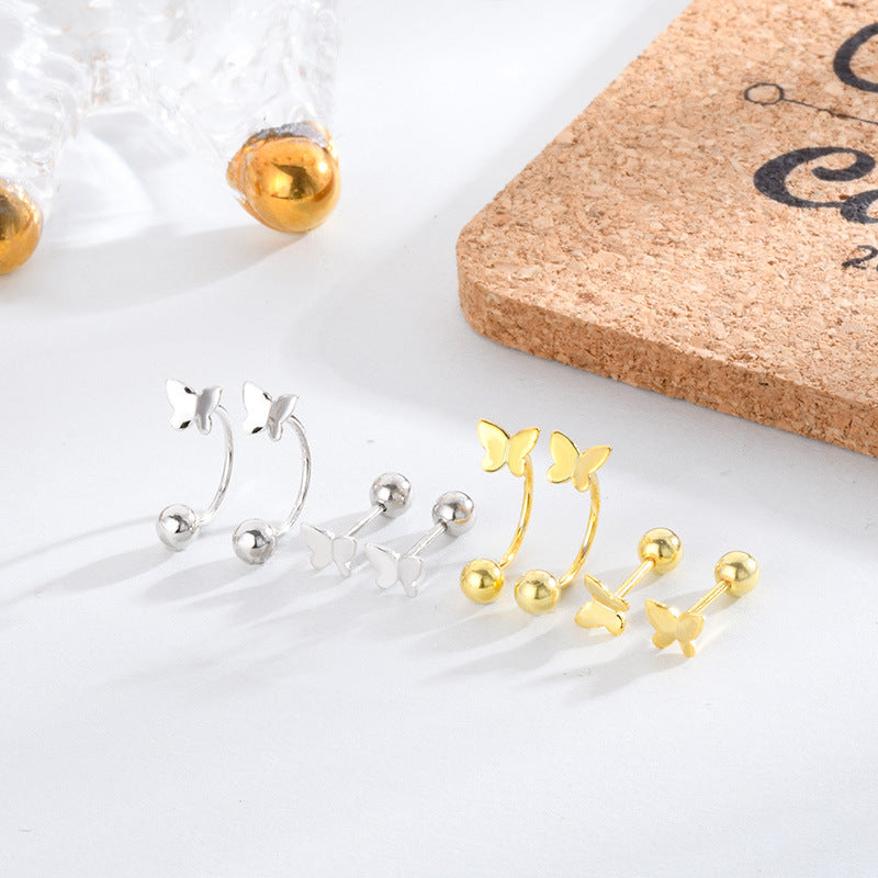 Butterfly Screw Kind Of White Fungus Earrings