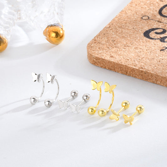Butterfly Screw Kind Of White Fungus Earrings