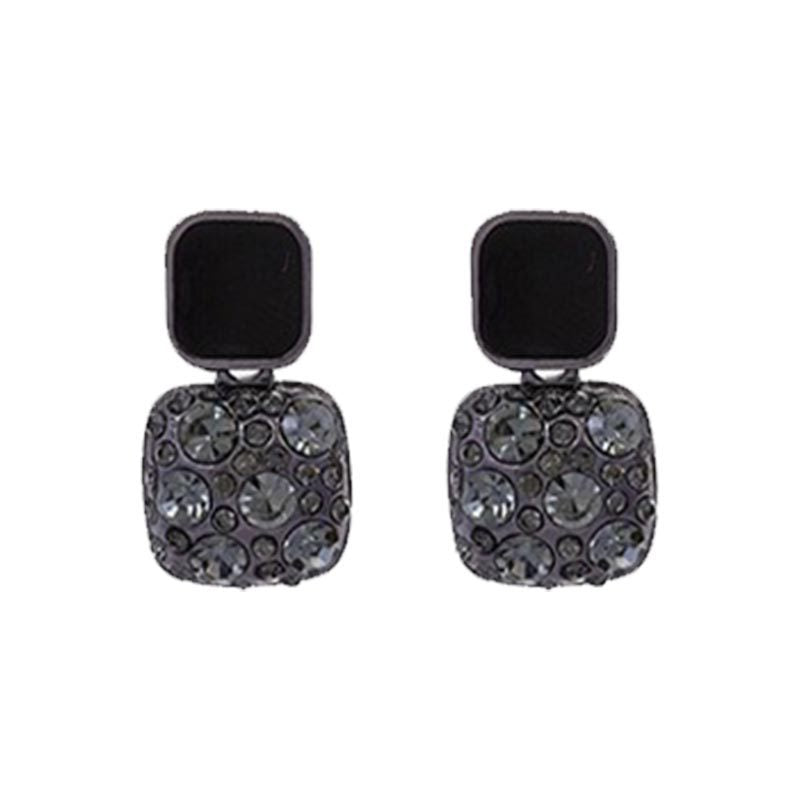 Square Full Diamond High Quality Sier Earrings