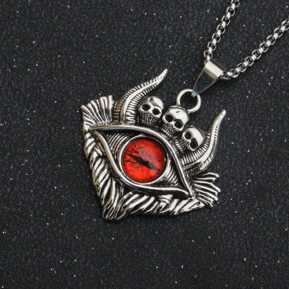 Men's Ornament Personality Retro Punk Spaceship Blue Eyes Necklaces