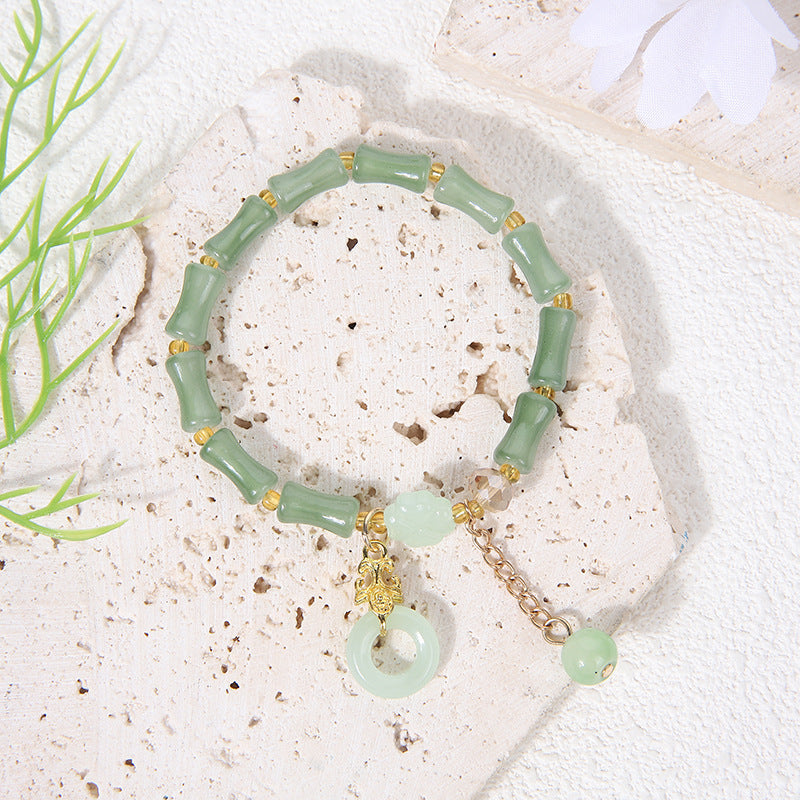 Bamboo Imitation Aventurine Festival High Peace Buckle Jade Bracelets