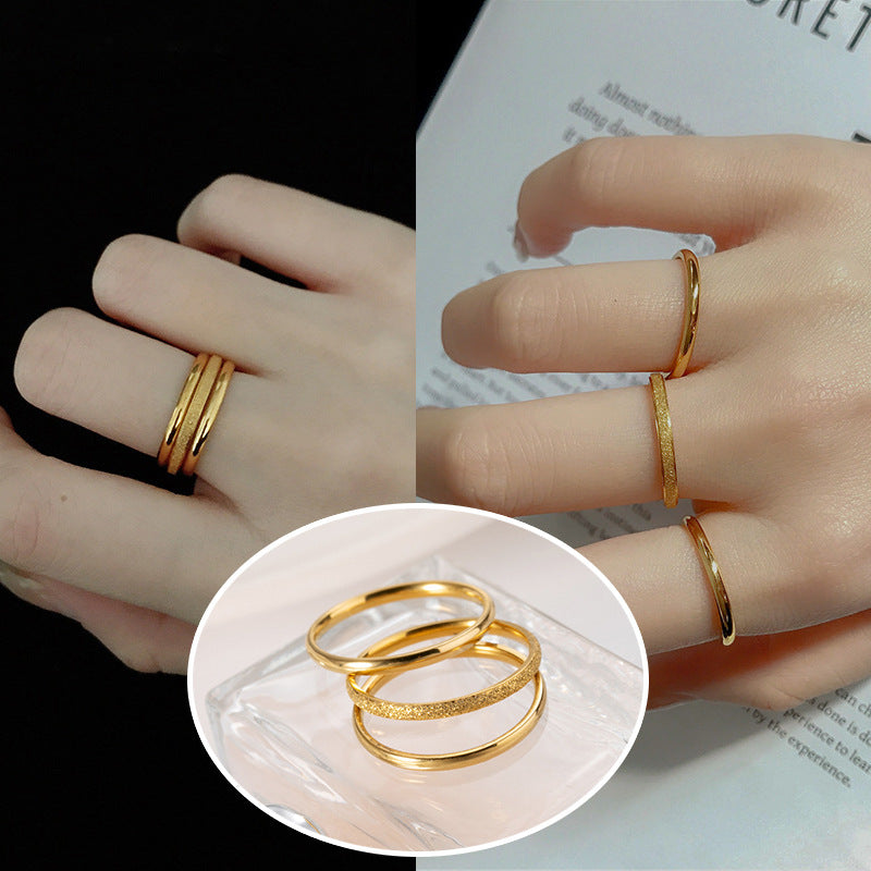 Titanium Female Simple Fashion Personality Style Gold Index Rings