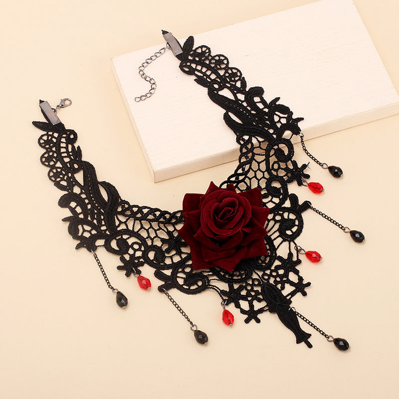 Style Lolita Gothic Lace Rose Niche Necklaces