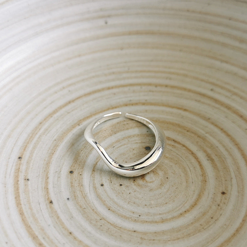 Curved Simple Geometric Irregular Female Cold Wind Rings