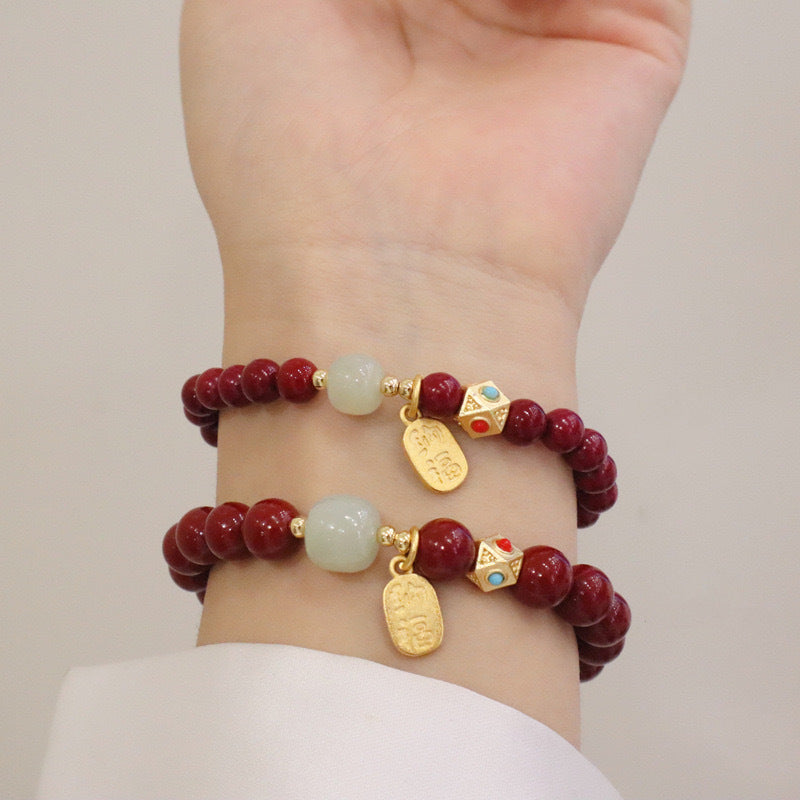 Cinnabar Red Beaded Stretch Design Girlfriends Bracelets