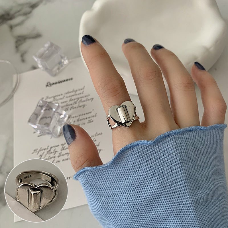 Women's Sugar Retro Fashion Geometry Pattern V-shaped Open Hip Hop Rings