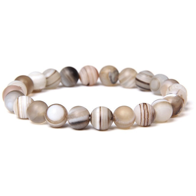 Men's Natural Stone Beads White Turquoise Elastic Bracelets