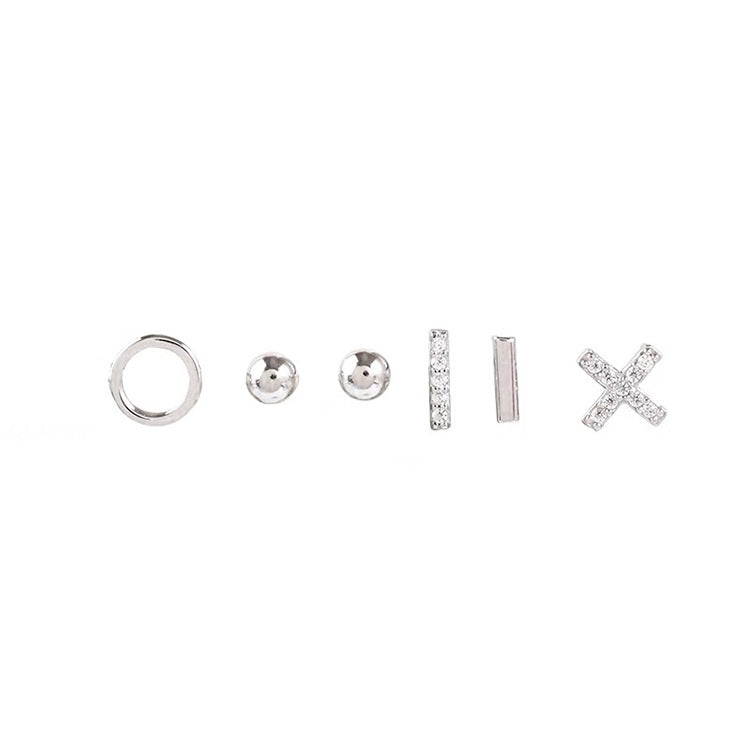 Geometric Metal Zircon Earings Set Female Earrings