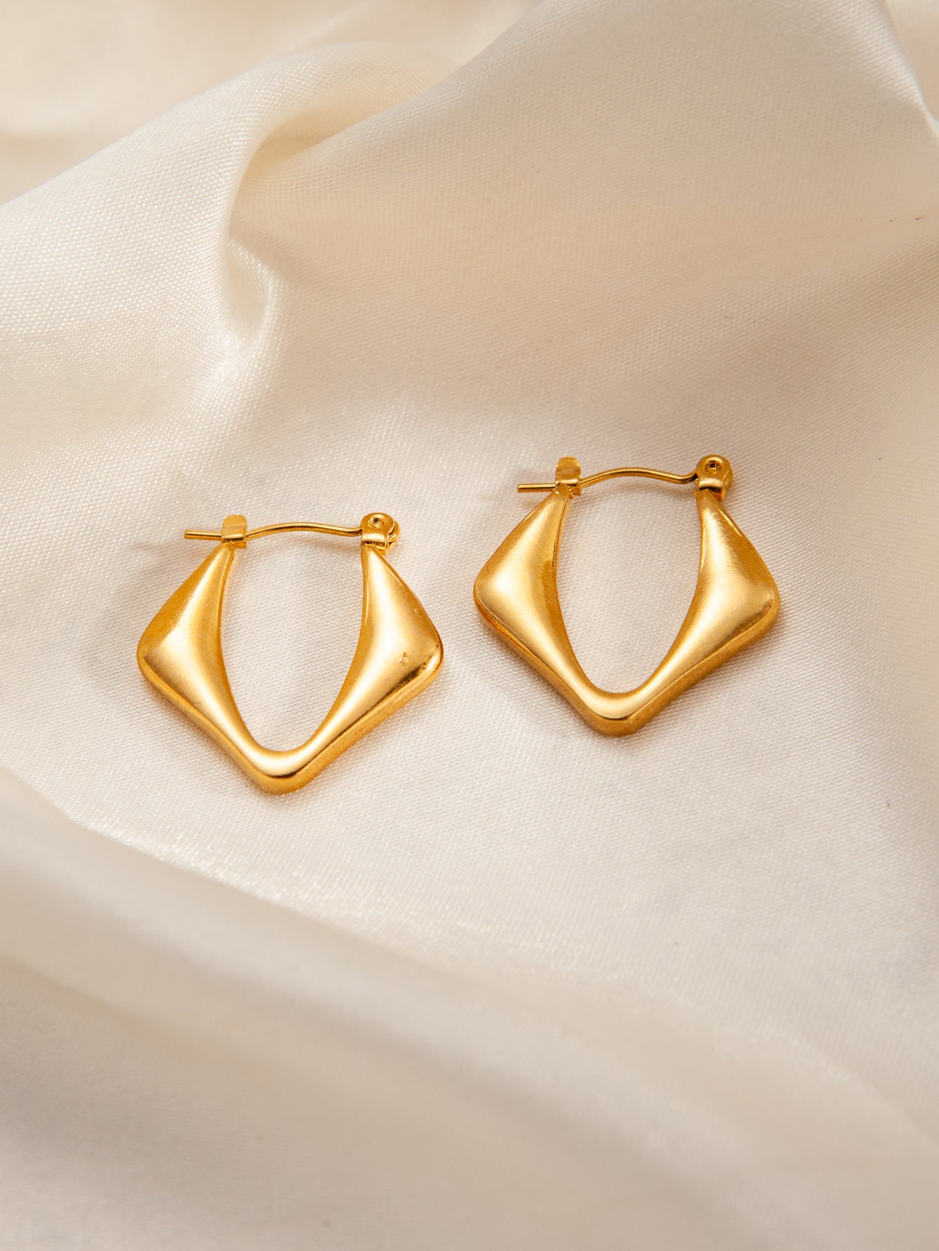 Stainless Steel Ginkgo Leaf Petals Golden Earrings
