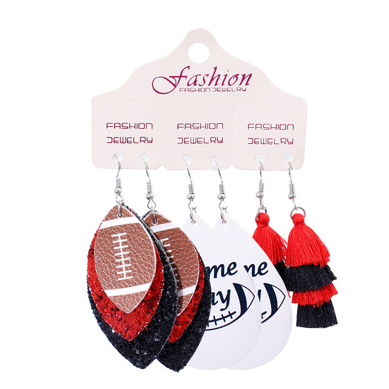 Suit Christmas Gift Football Rugby Softball Earrings